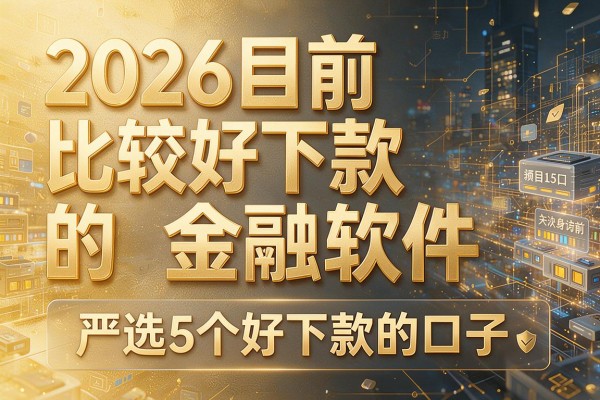 2026目前比较好下款的金融软件,严选5个好下款的口子