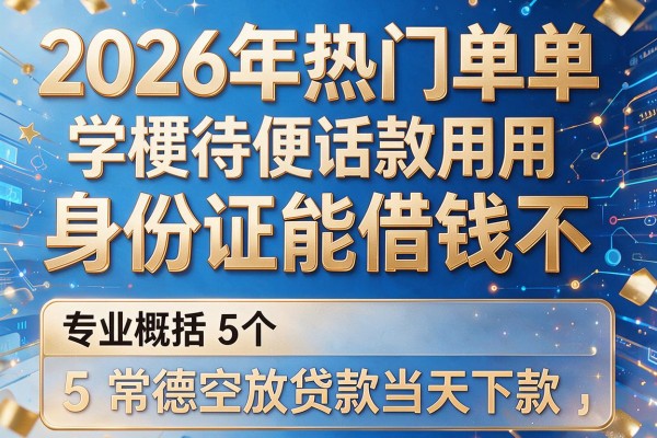 2026年热门单单用身份证能借钱不,专业概括5个常德空放贷款当天下款