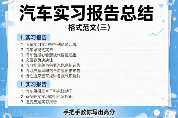 汽车实习报告总结和格式范文(三)手把手教你写出高分实习报告