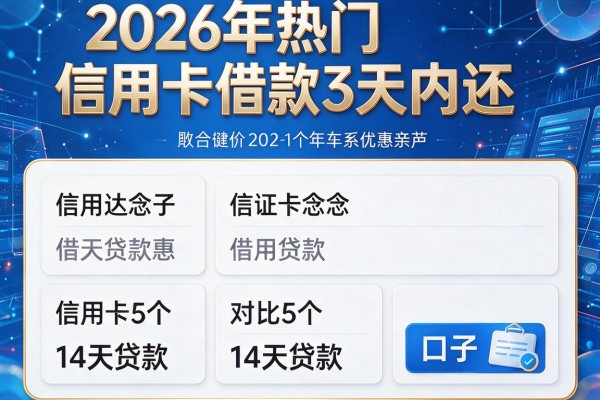 2026年热门信用卡借款3天内还,对比5个14天贷款的口子