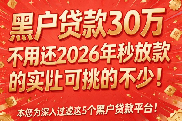 黑户贷款30万不用还2026年秒放款的实际上可挑的不少!,本文为您深入过滤这5个黑户贷款平台!