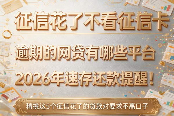 征信花了不看征信卡逾期的网贷有哪些平台2026年速存还款提醒!精挑这5个征信花了的贷款对要求不高口子