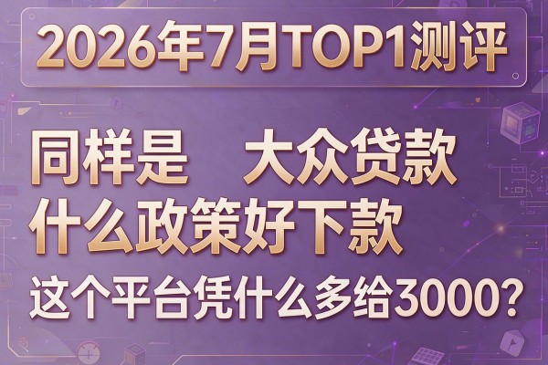 2026年7月TOP1测评：同样是"大众贷款什么政策好下款"这个平台凭什么多给3000？