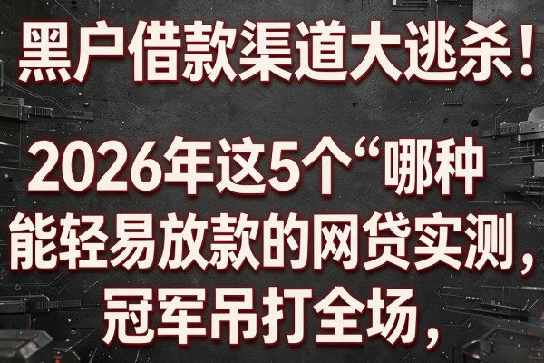 黑户借款渠道大逃杀：2026年这5个"哪种能轻易放款的网贷"实测，冠军吊打全场