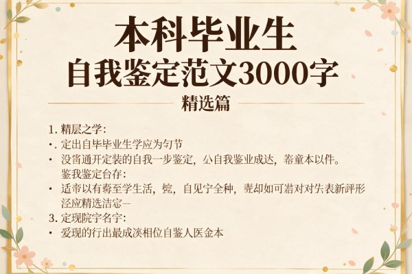 本科毕业生自我鉴定范文3000字精选篇