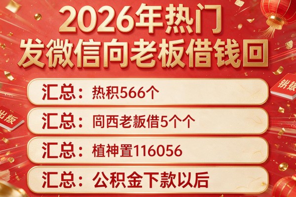 2026年热门发微信向老板借钱回，汇总5个公积金下款以后