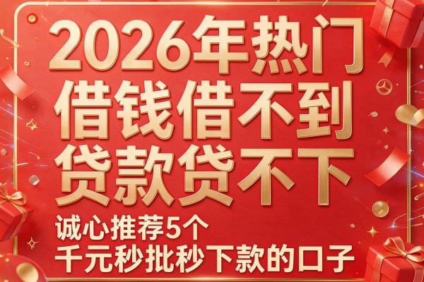 2026年热门借钱借不到贷款贷不下,诚心推荐5个千元秒批秒下款的口子