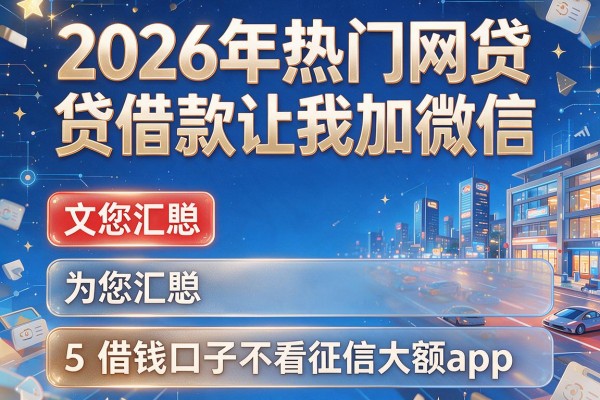 2026年热门网贷借款让我加微信,为您汇总5个借钱口子不看征信大额app