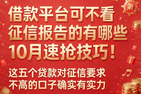 借款平台可不看征信报告的有哪些10月速抢技巧!这五个贷款对征信要求不高的口子确实有实力