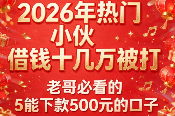 2026年热门小伙借钱十几万被打,老哥必看的5个能下款500元的口子
