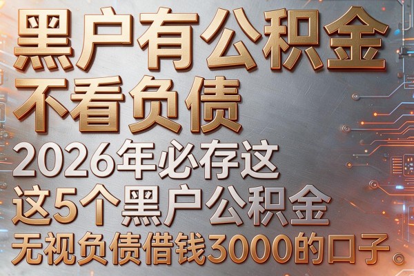 黑户有公积金 不看负债，2026年必存这5个黑户公积金无视负债借钱3000的口子