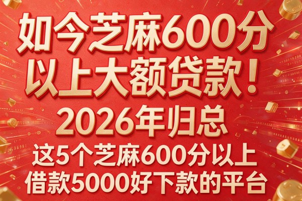 如今芝麻600分以上大额贷款!2026年归总这5个芝麻600分以上借款5000好下款的平台