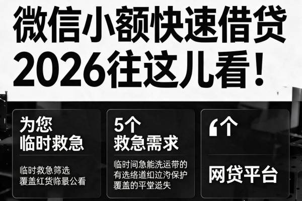 黑白户微信小额快速借贷2026往这儿看!为您筛选5个覆盖临时救急需求的网贷平台